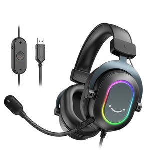 Fifine Dynamic RGB Gaming Headset with Mic Over-Ear Headphones
