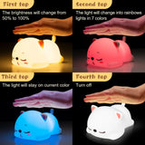 Colorful Cat Silicone LED Night Light with Touch Sensor